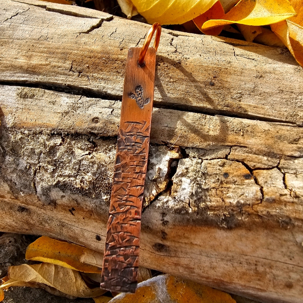 Hammered Copper Rustic Cactus Stamped Pendant